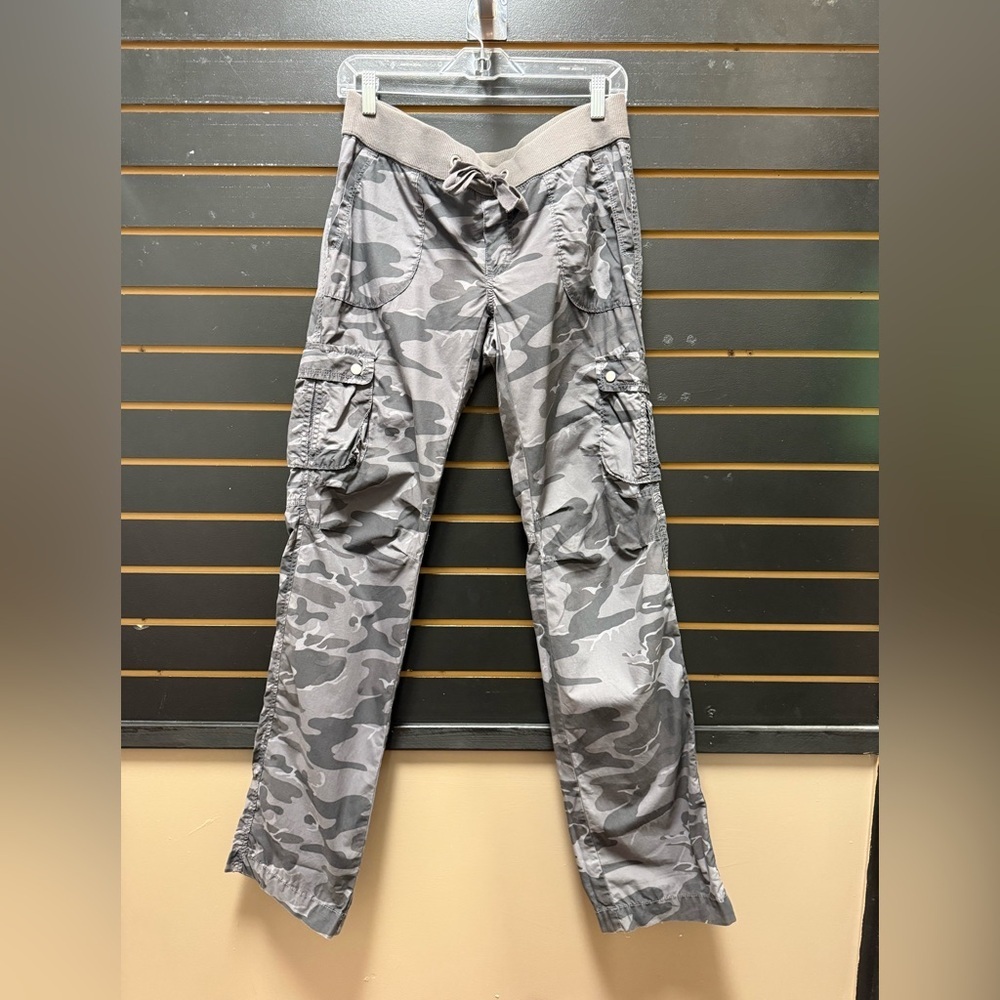 London Jean Gray Camo Cargo Pants Small Tall Drawstring Utility Cotton